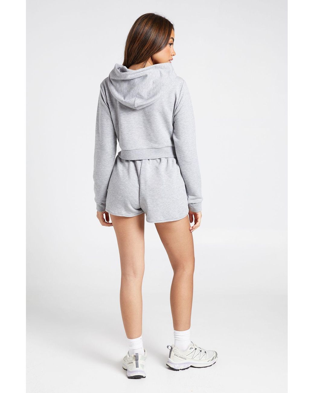 Boohoo Gray Loopback Super Cropped Hoodie
