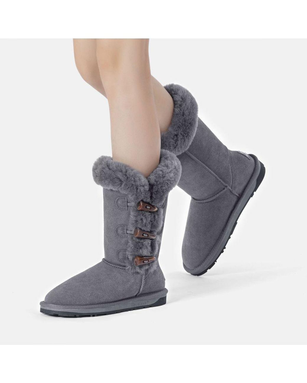 EverAu Australia Gray Ever Au Ashy Horn Toggle Buttons Tall Boots