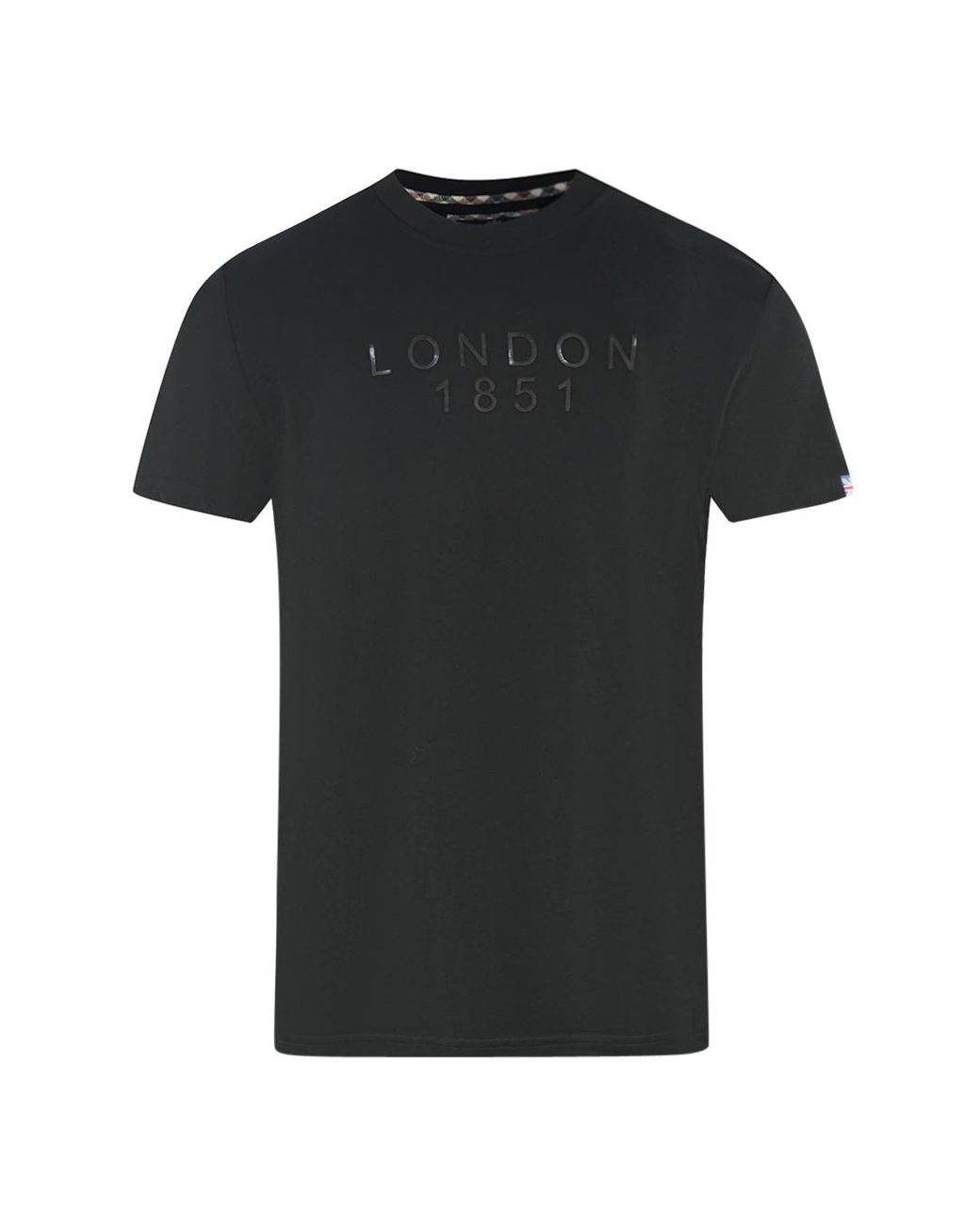Aquascutum Black London Circle Logo T-Shirt Cotton for men