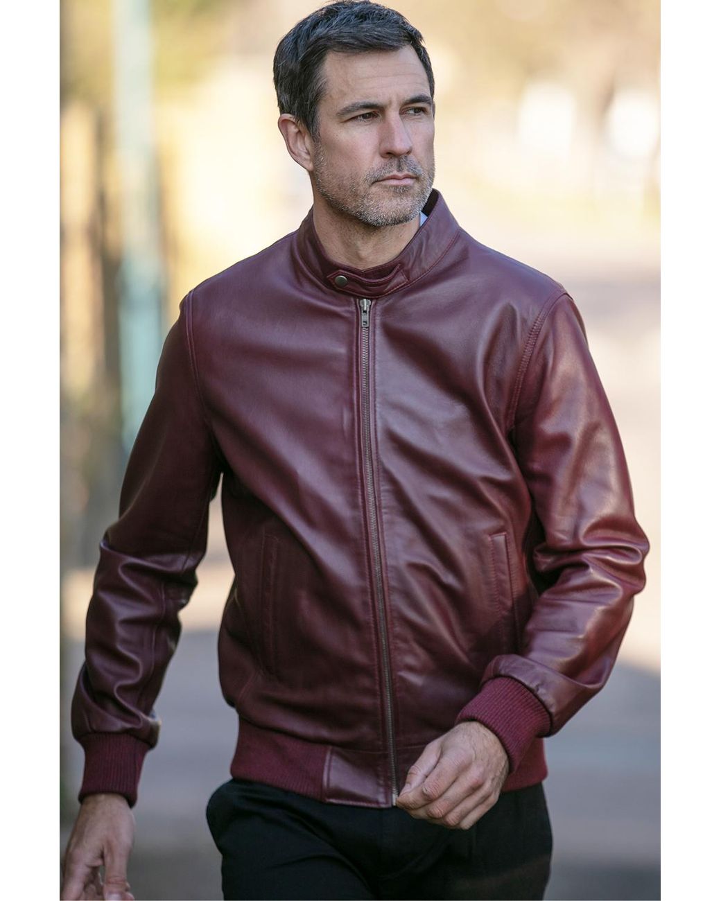 Ashwood Leather Purple 'Volare' Lightweight Real Bomber Jacket for men