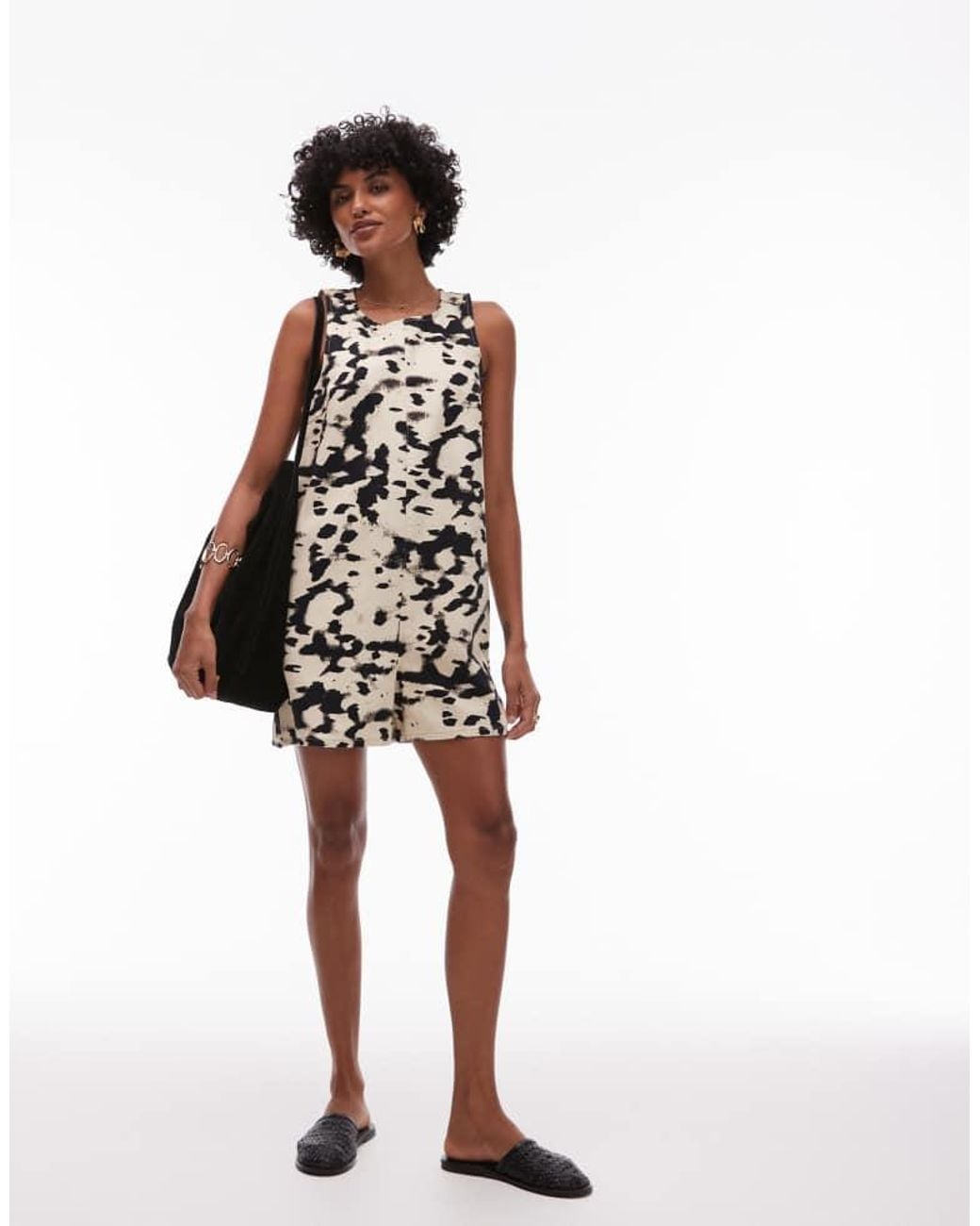 TOPSHOP White Abstract Animal Print Romper