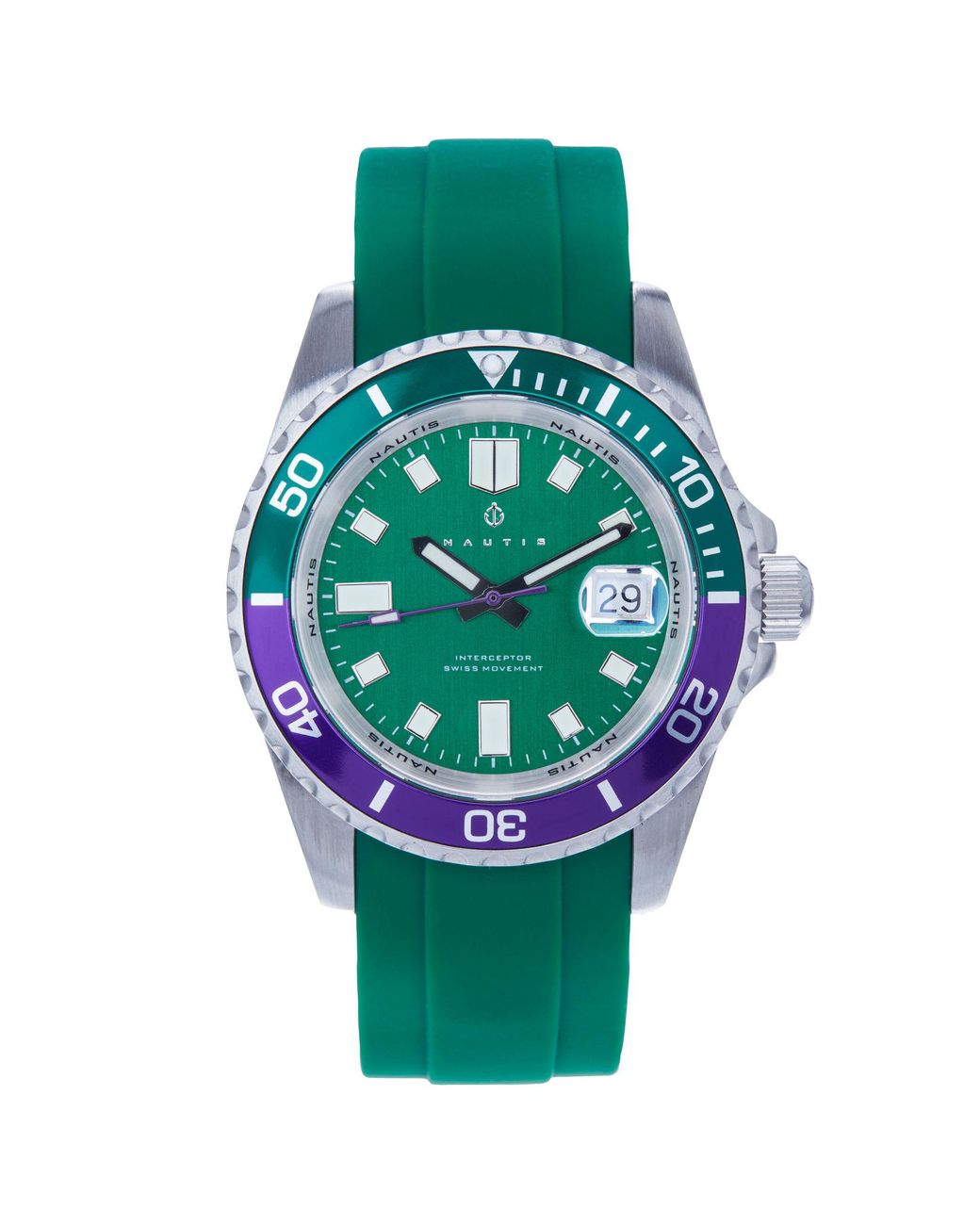Nautis Green Interceptor Box Set With Interchangable Bands And Date Display for men