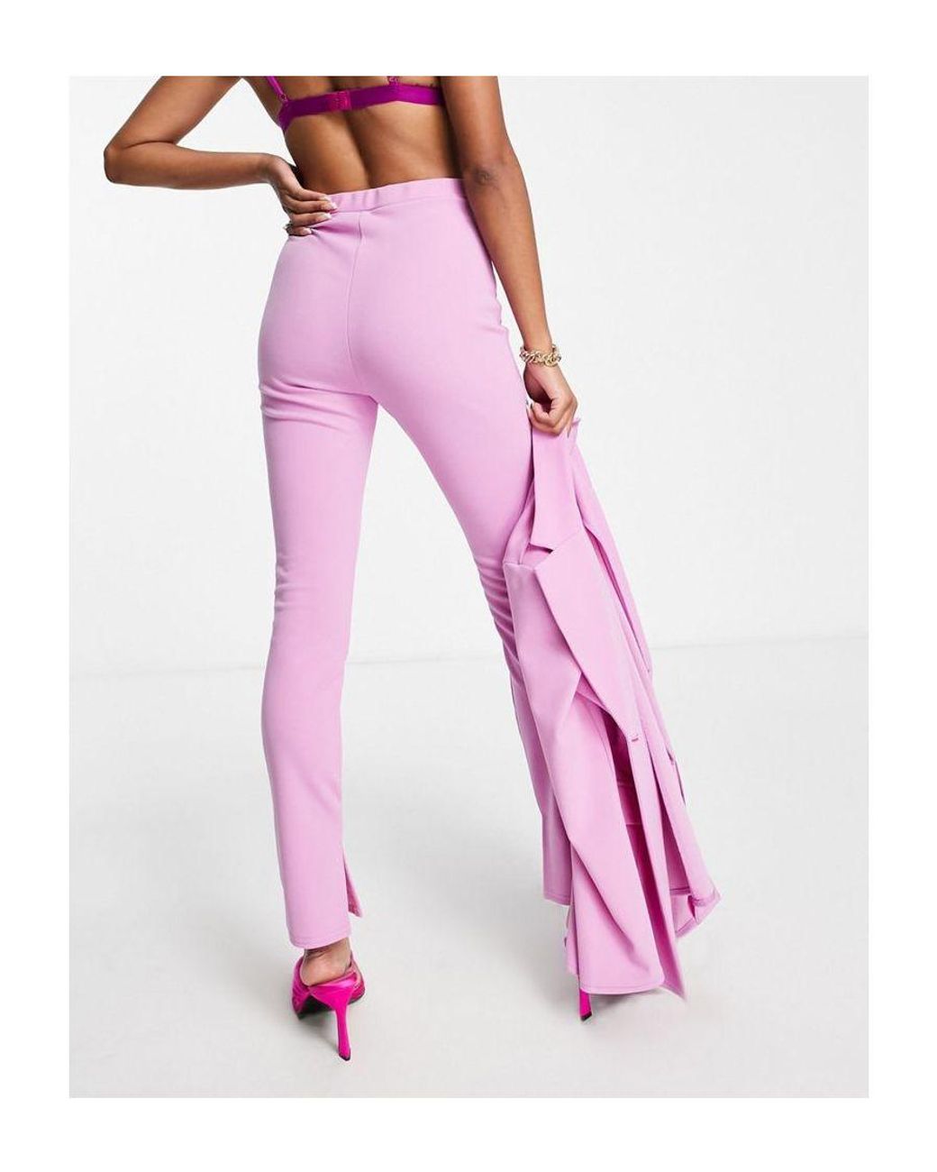ASOS Petite Jersey Suit Slim Leg Trouser With Split Ankle in Pink