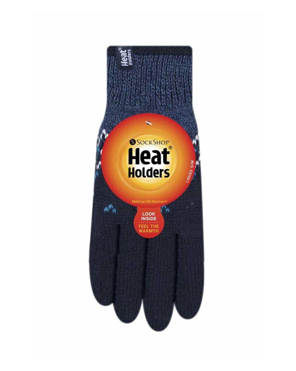 Heat Holders Blue Nordic Fleece Lined Thermal Gloves