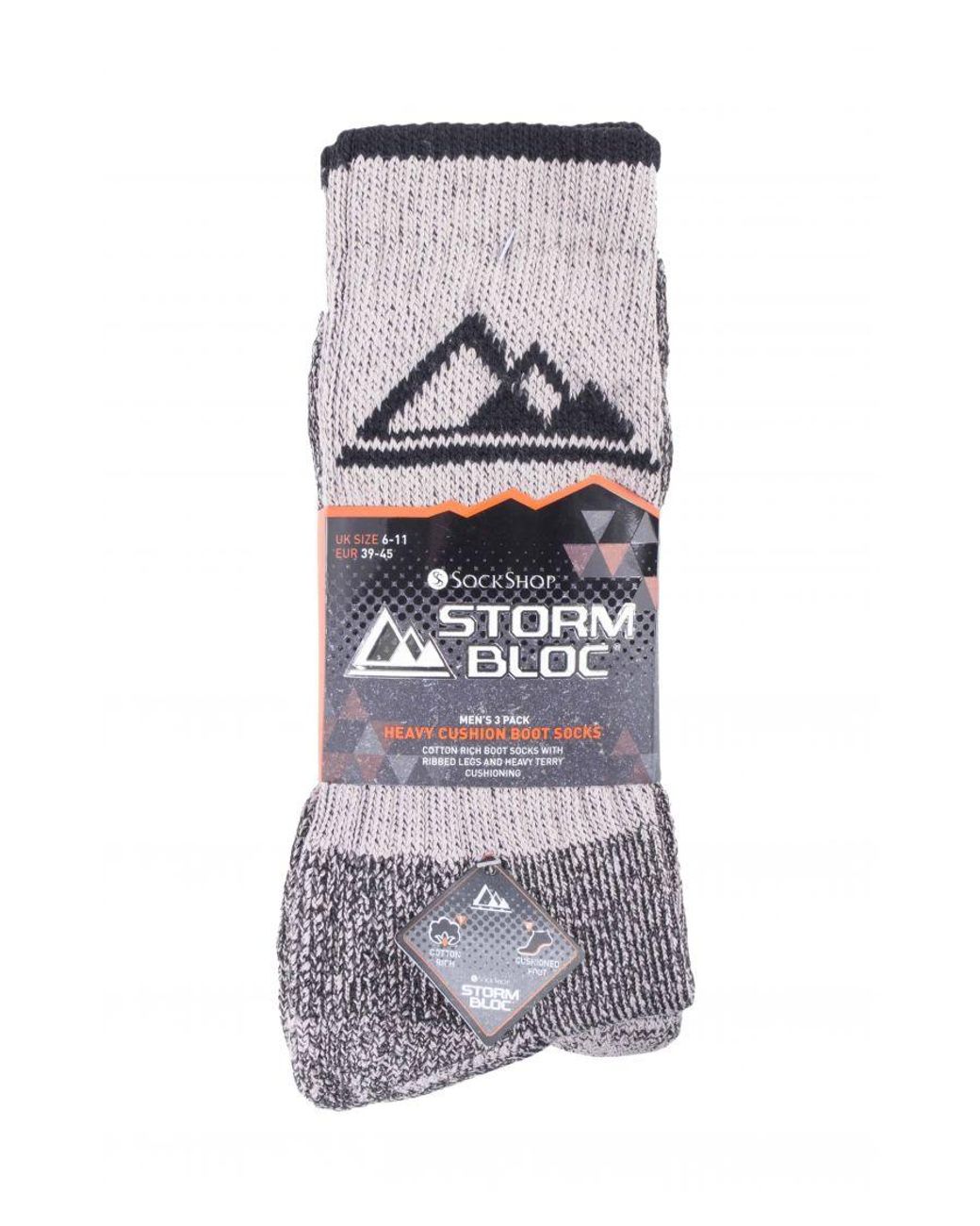 Storm Bloc Purple 3 Pairs Heavy Cushioned Breathable Outdoor Cotton Hiking Socks for men