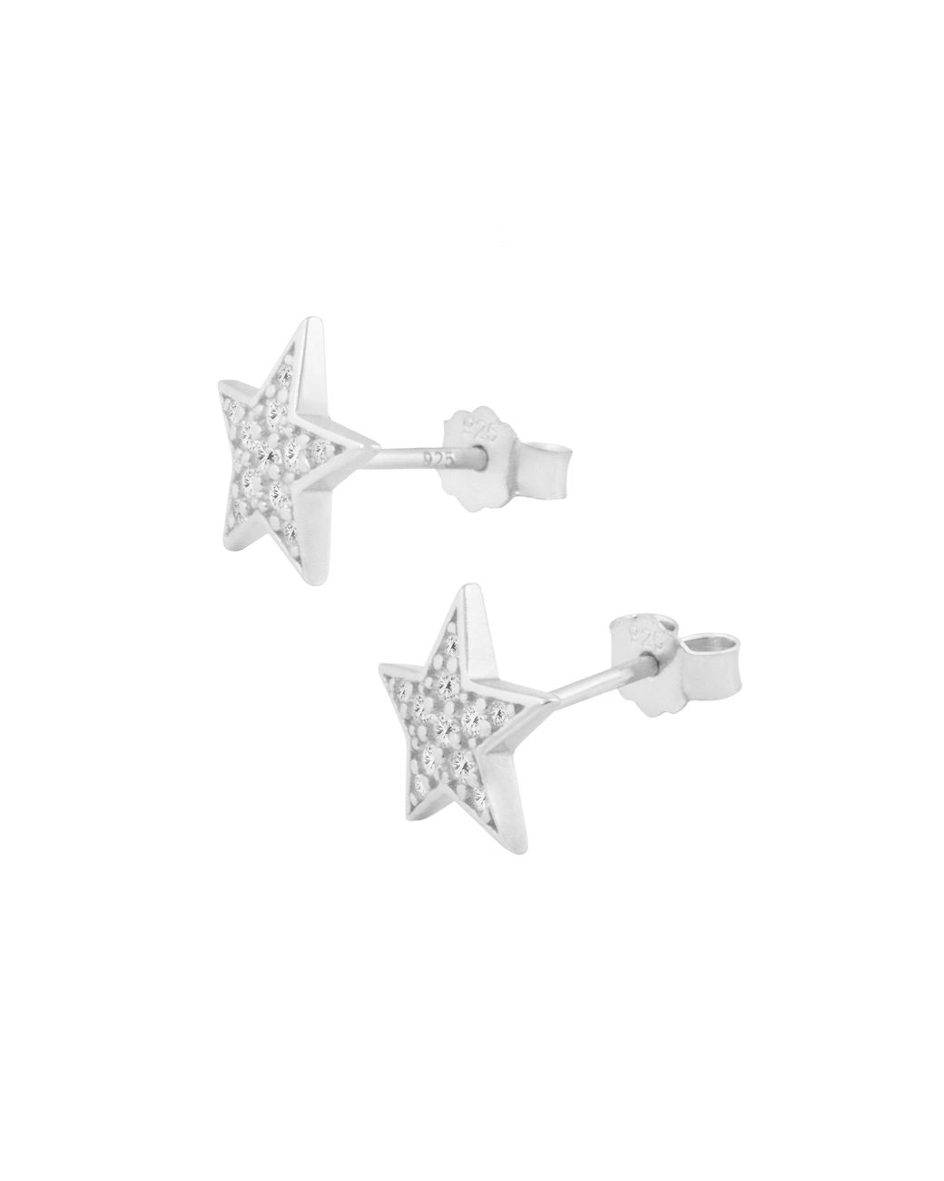 The Jewellery Stockroom White Sterling Pave Set Cz Star Stud Earrings