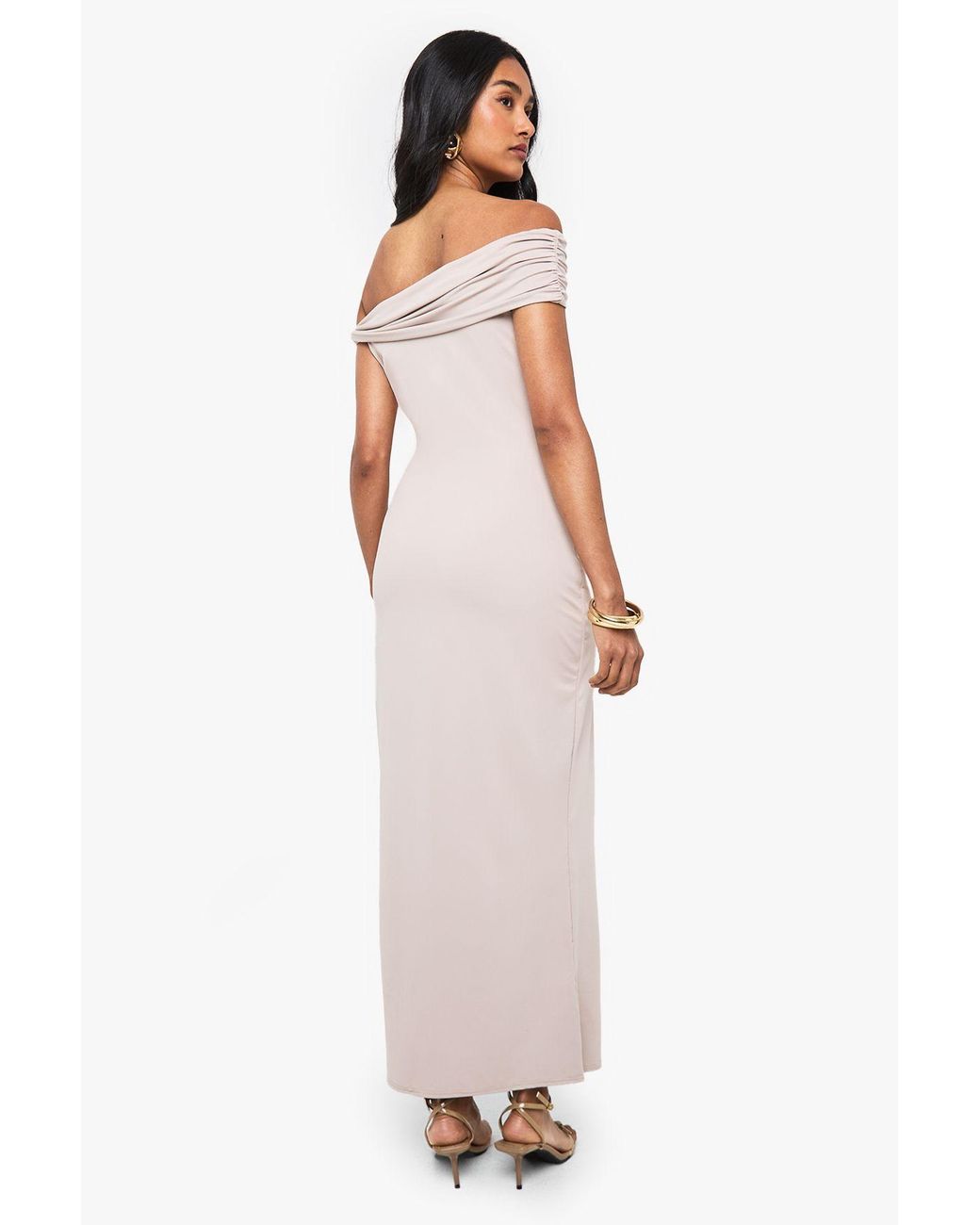 Boohoo White Twist Shoulder Detail Maxi Dress