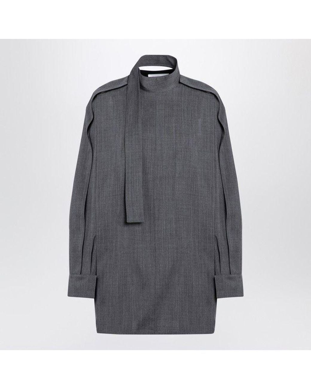 Jil Sander Gray Wool Shirt With Scarf