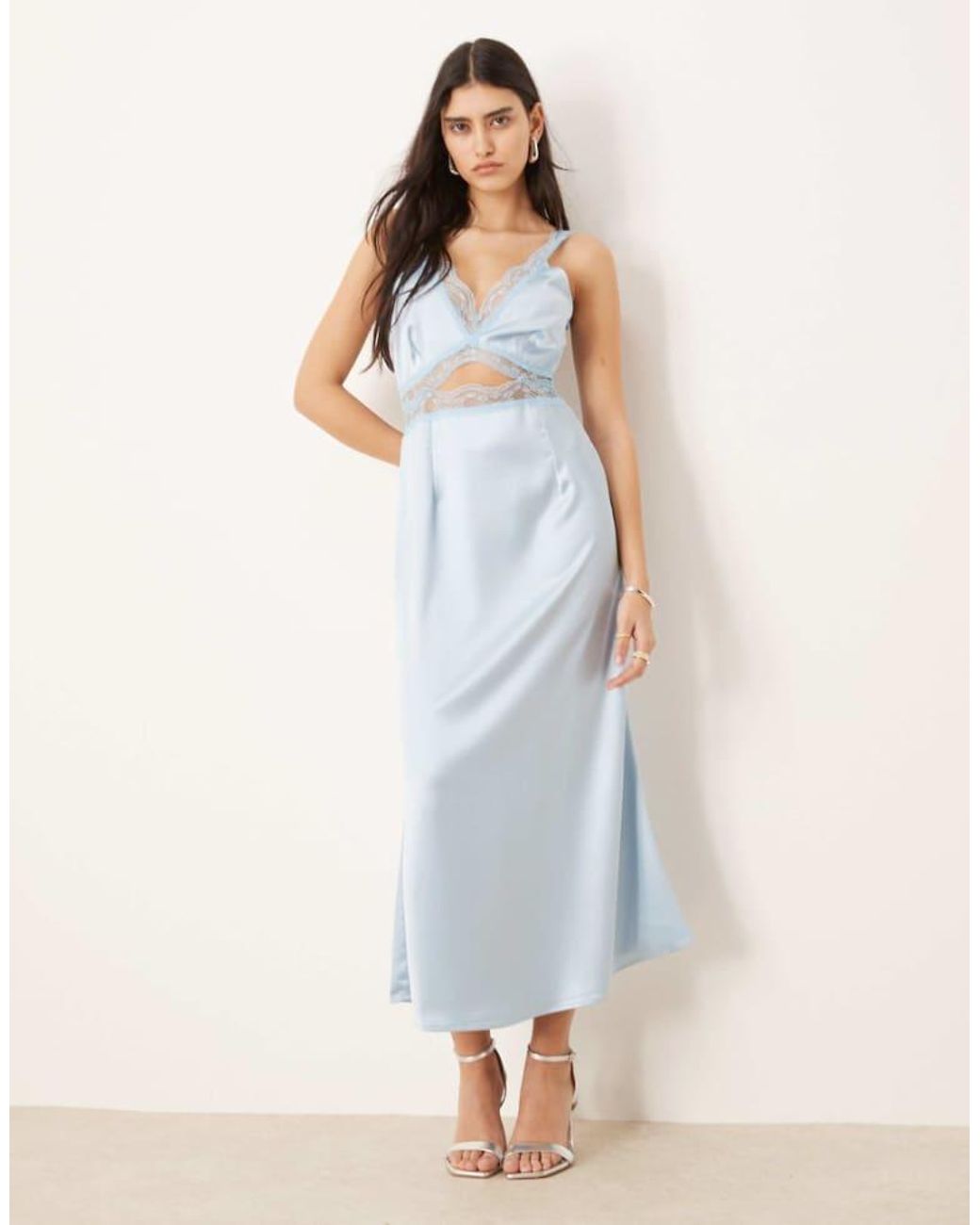 Never Fully Dressed White Mimi Lace Cut-Out Slip Midaxi Dress