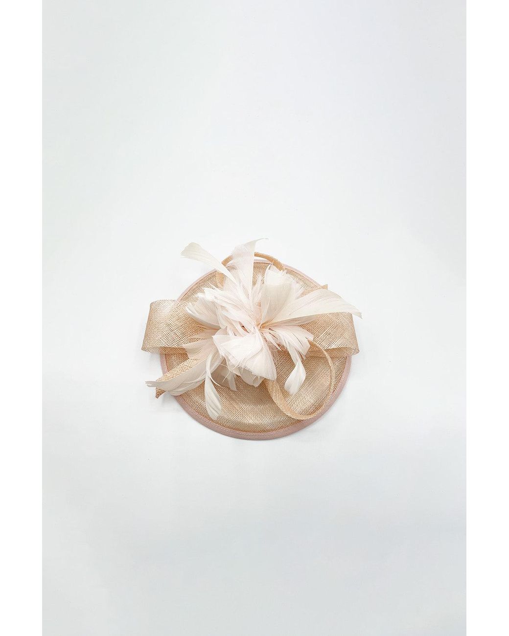 SVNX Natural Feather & Bow Disc Fascinator