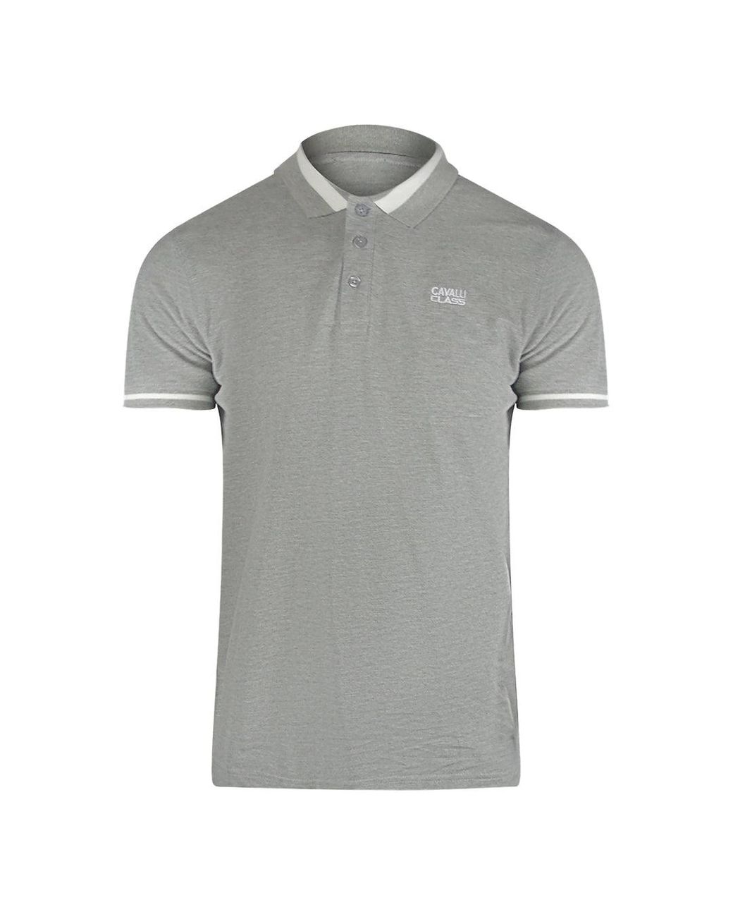Roberto Cavalli Gray Bold Stripe Collar Polo Shirt Cotton for men