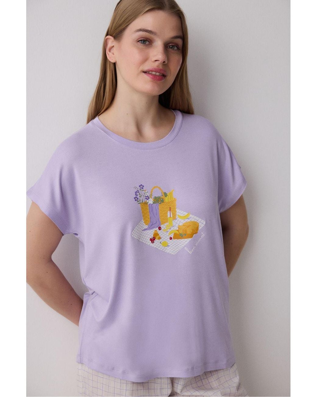 Penti Purple Bon Vivant T-Shirt Pyjama Top