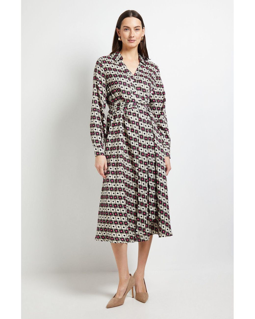 PRINCIPLES Green Contrast Collar Shirt Dress