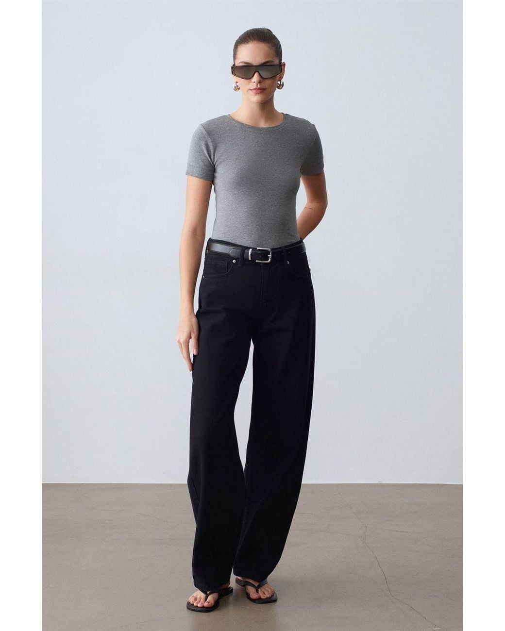Dilvin Gray Slim Fit Crew Neck T-Shirt