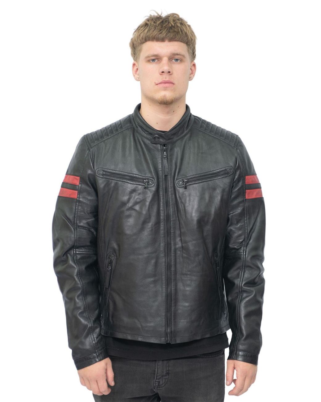 Infinity Leather Gray Retro Bomber Jacket for men