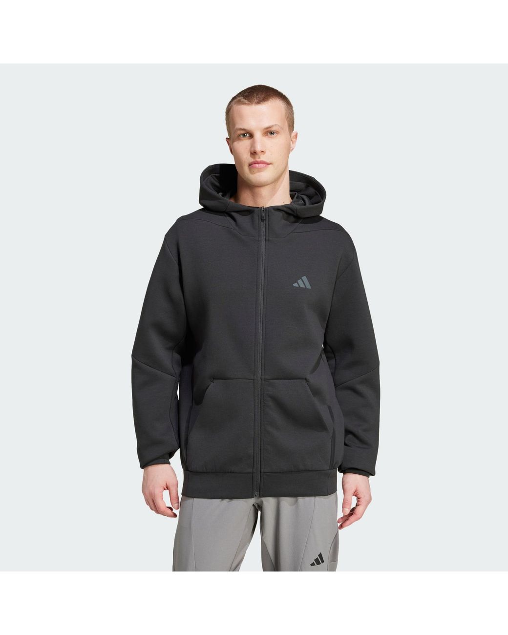 Adidas Black Designed For Training Full-Zip Track Jacket for men