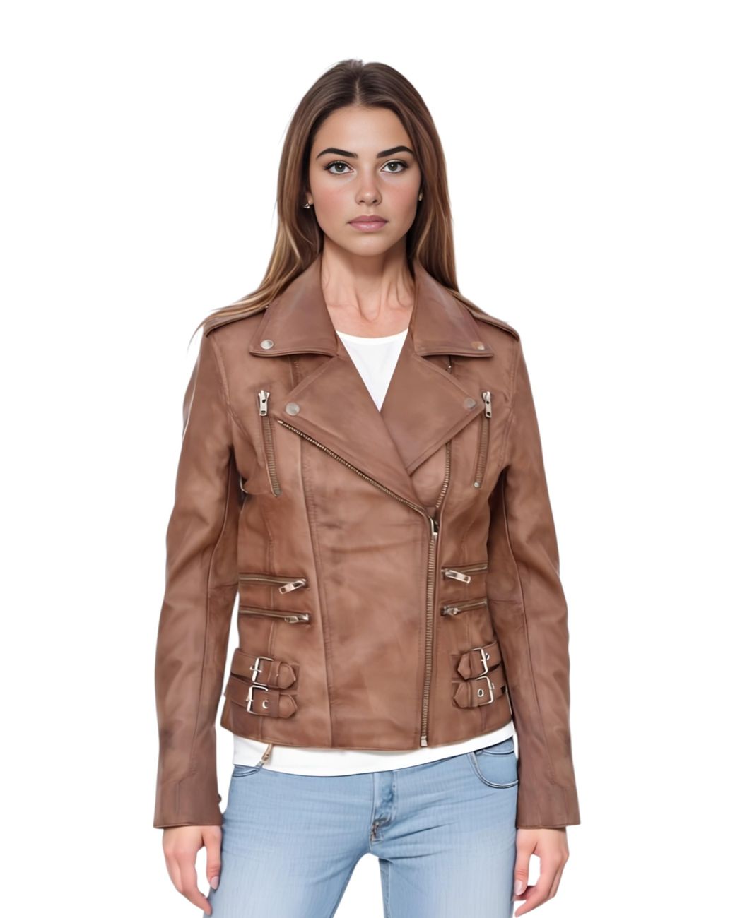 Infinity Leather Brown Brando Biker Jacket-Constantia Lamb Leather