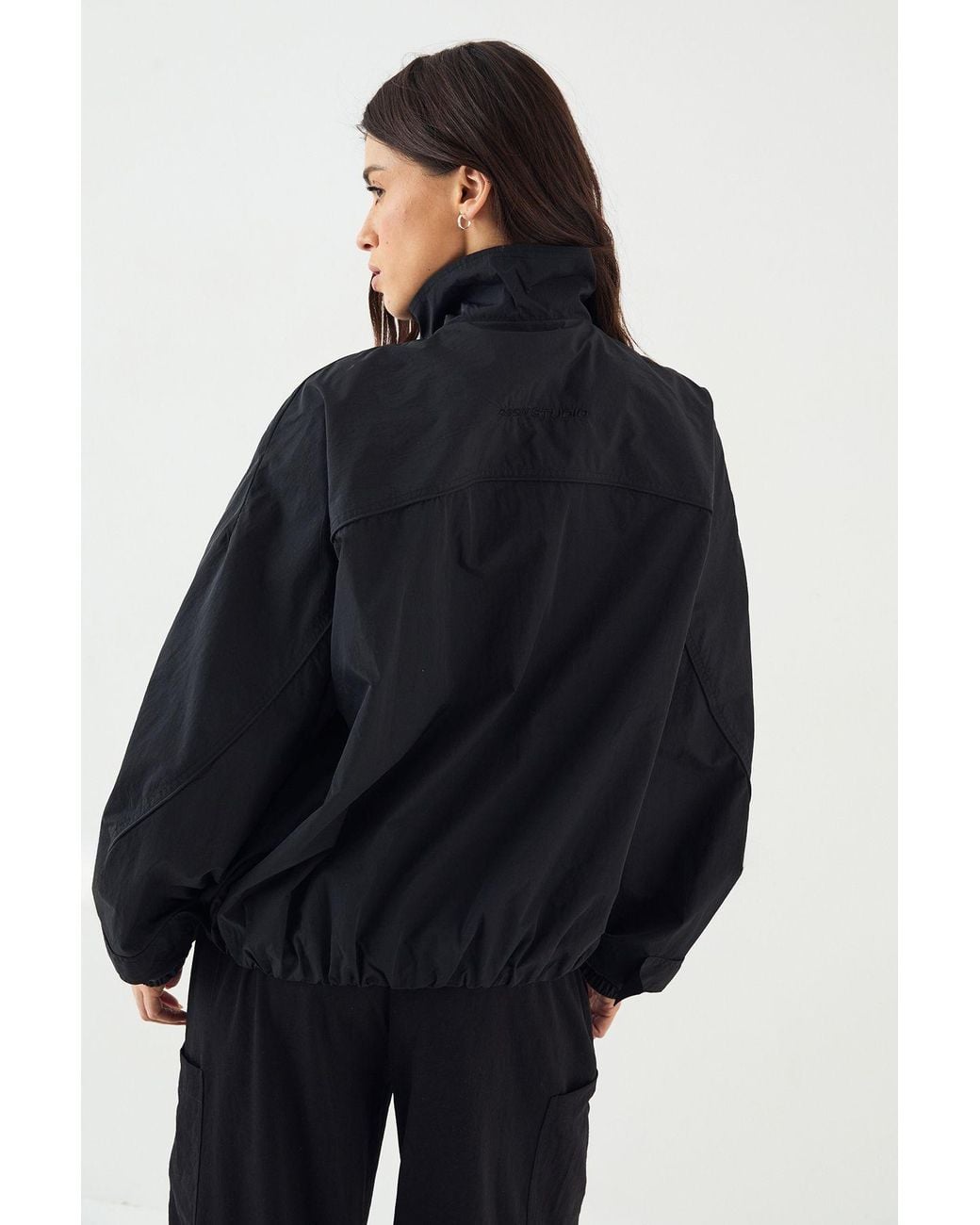 DSGN Studio Blue Nylon Zip Through Funnel Neck Track Jacket