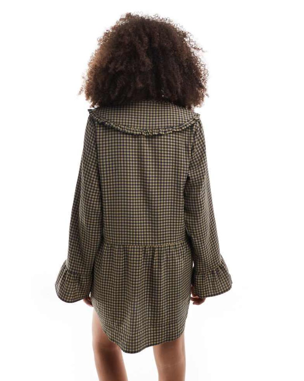 ASOS Brown Pie Crust Collar Tie Front Mini Dress