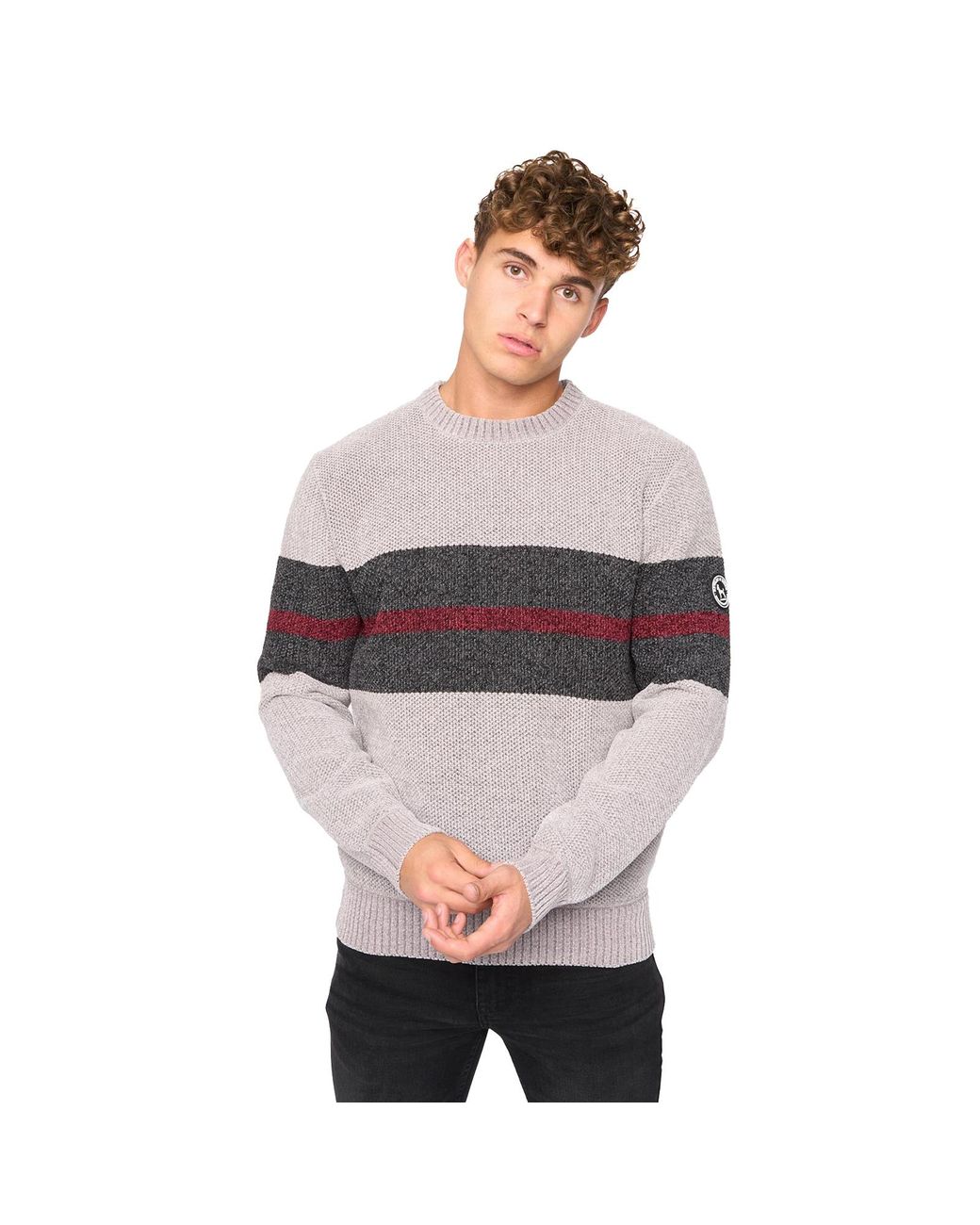 Bewley & Ritch Gray Maskell Crew Knit Jumper for men