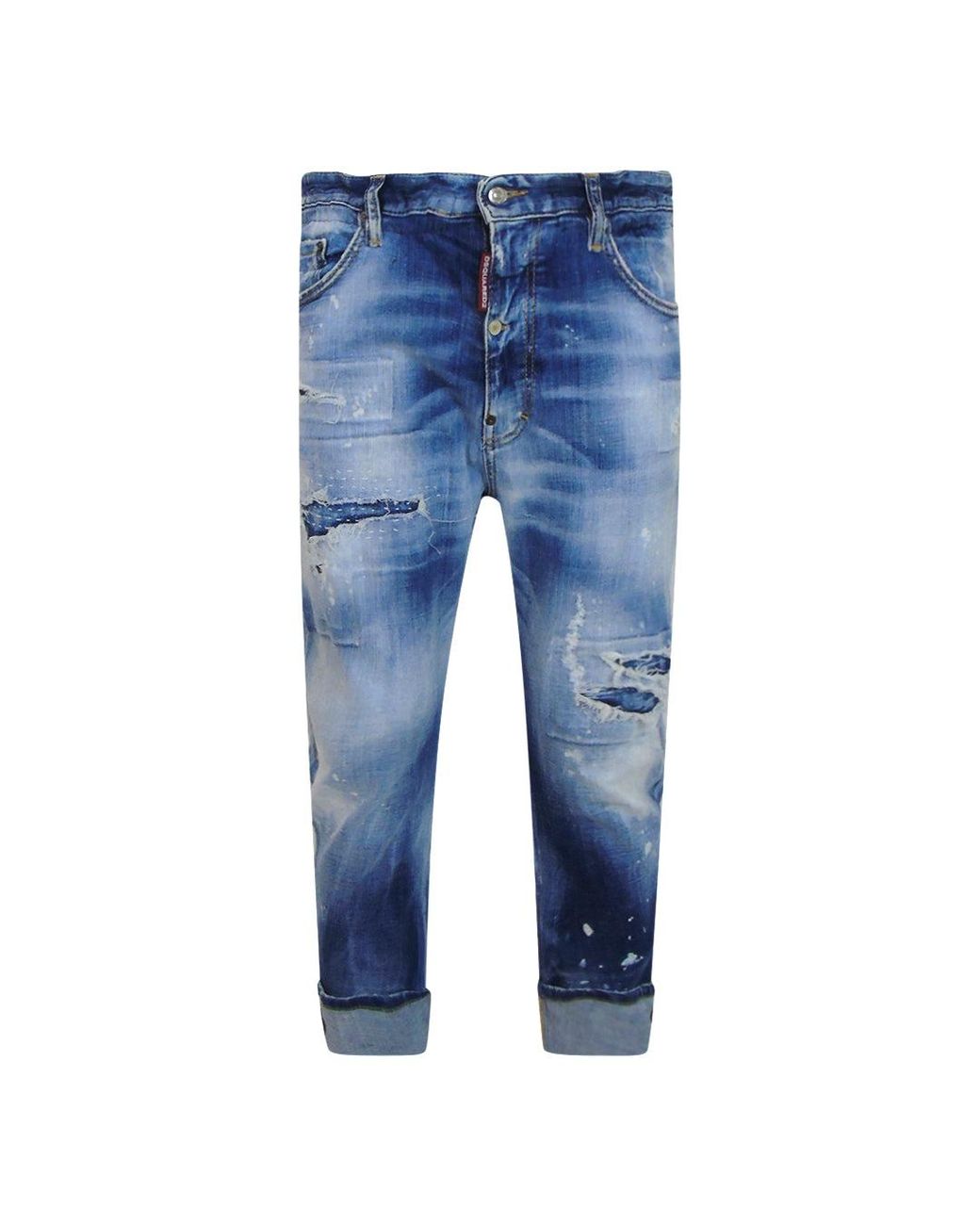 DSquared² Blue Big Brother Jean Reinforced Destroyed Denim Jeans Cotton for men