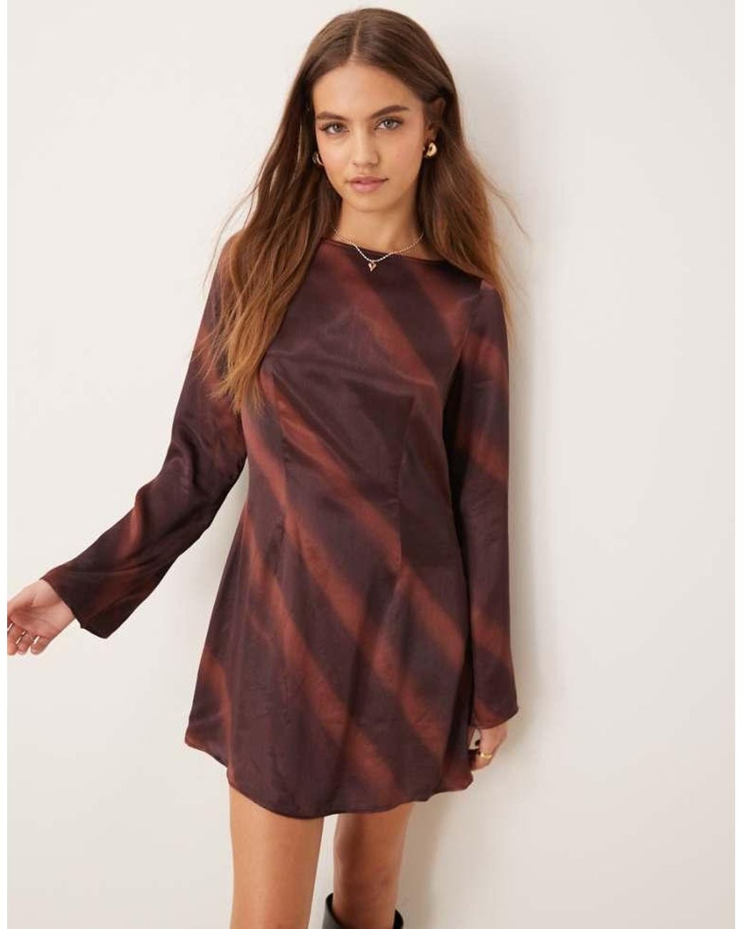 ASOS Purple Satin Angel Sleeve Slash Neck
