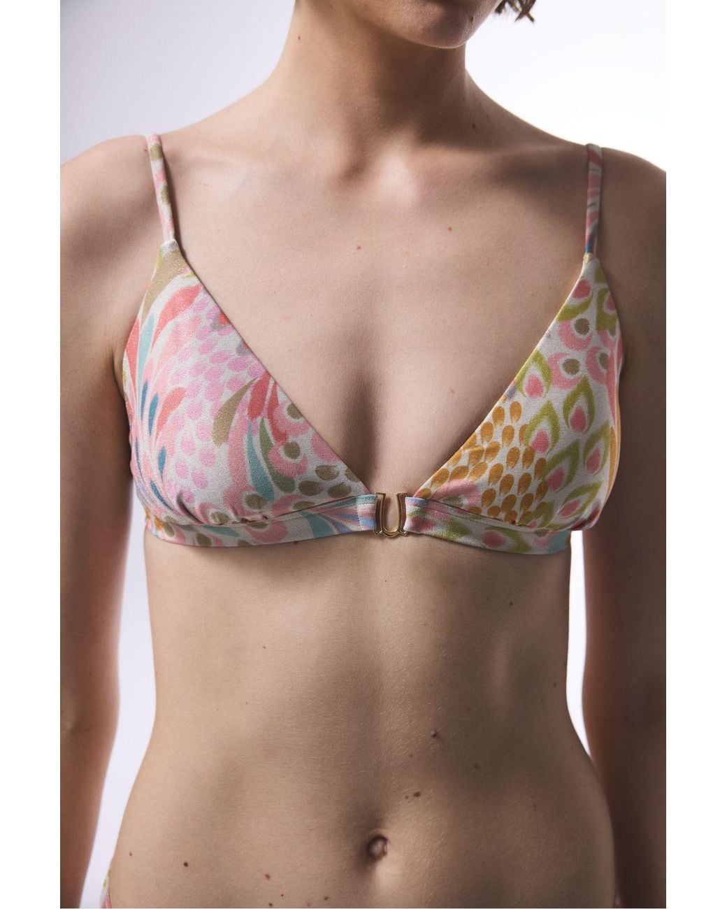 Penti Brown Faro Buckle Triangle Bikini Top