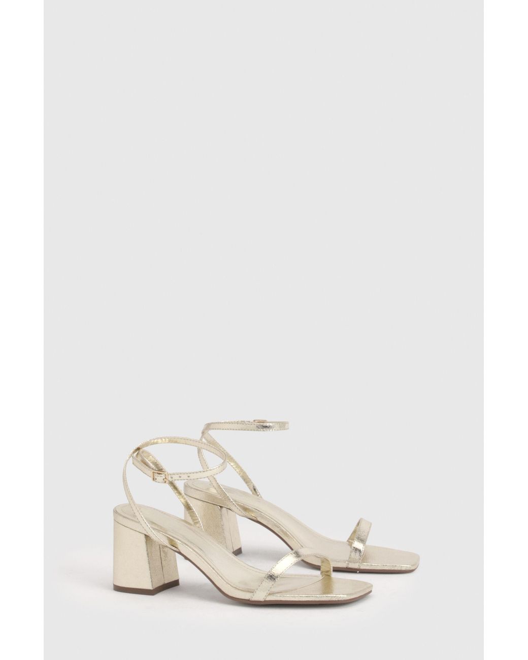Boohoo White Wide Fit Barely There 2 Part Block Heels