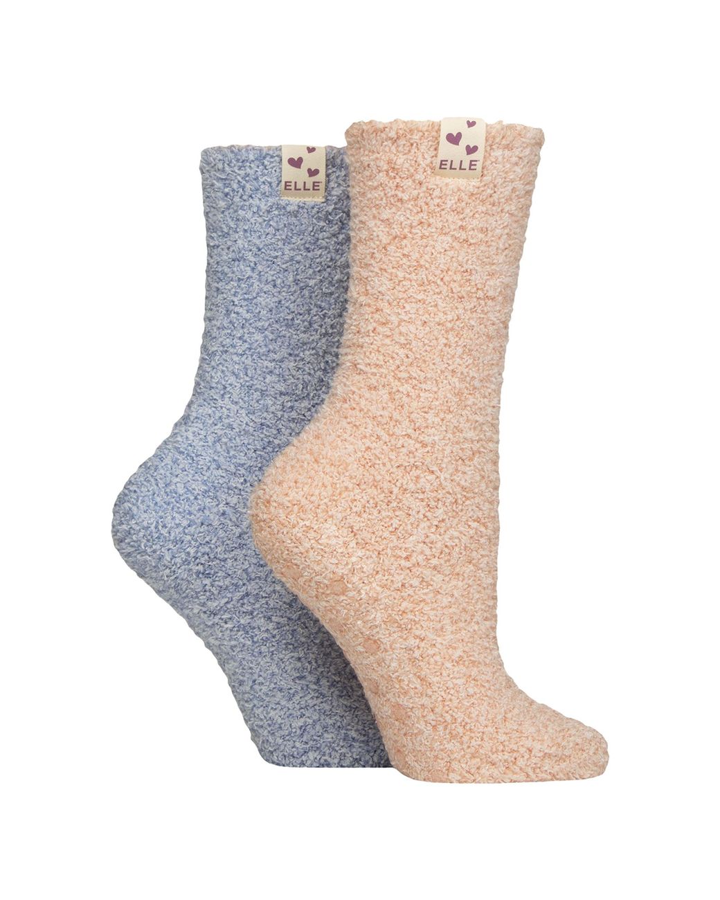 Elle Blue 2 Pack Ladies Two Tone Cosy Bed And Home Socks