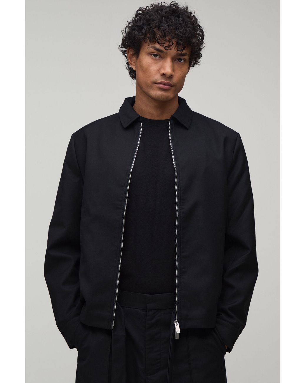BoohooMAN Blue Tailored Boxy Co-Ord Harrington Jacket for men