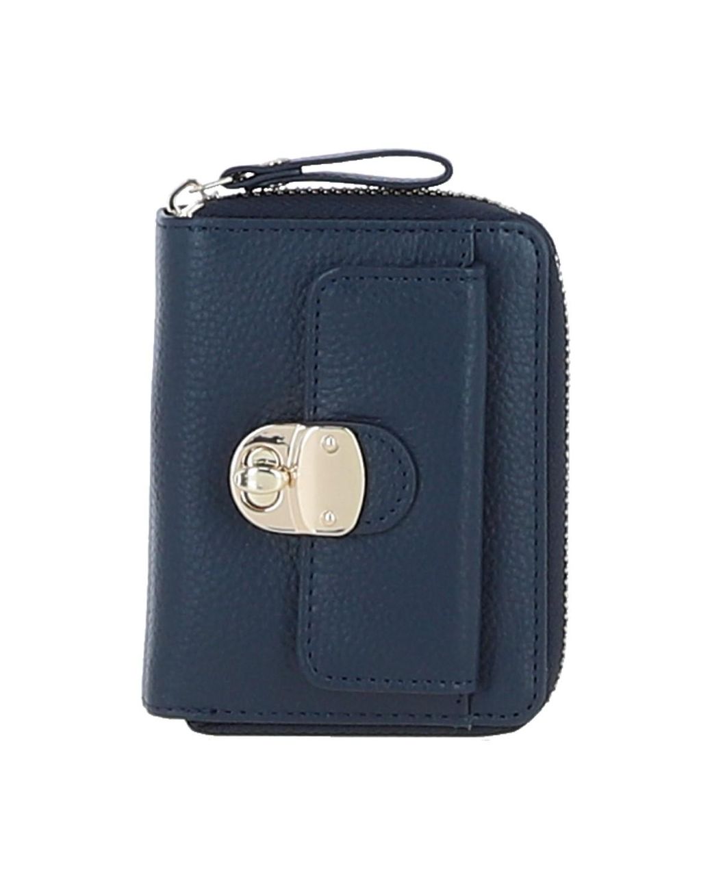 Ashwood Leather Blue Stylish Compact Ladies Purse With Rfid Protection