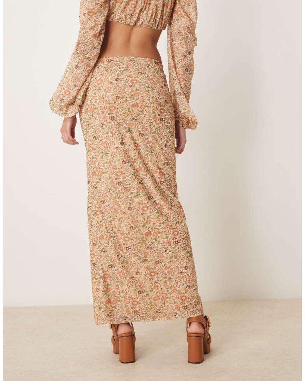 ASOS Natural Co-Ord Side Split Midaxi Skirt