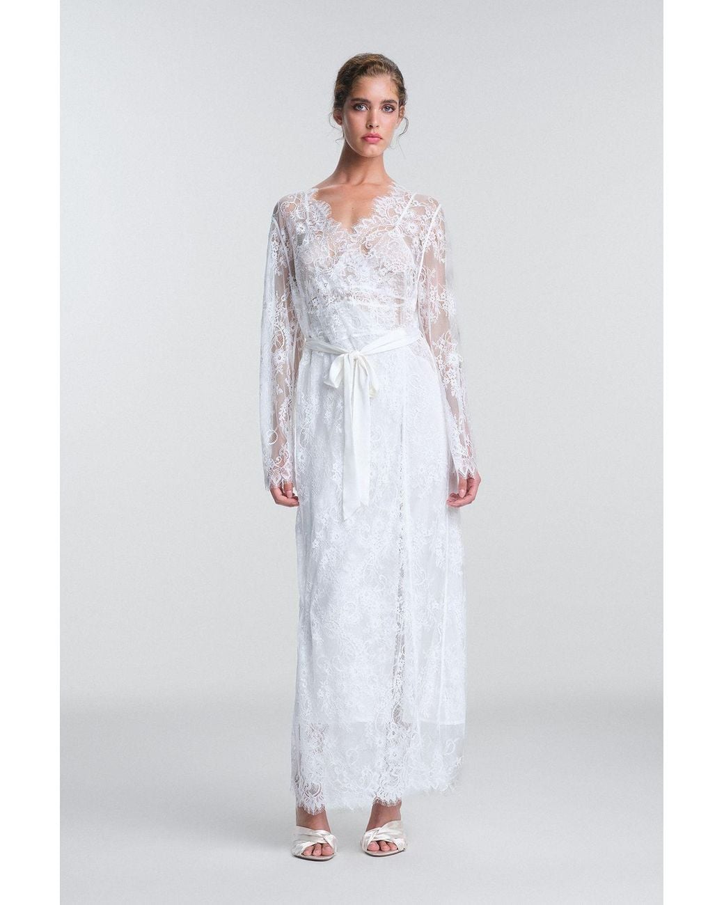 Penti White Kırık Pirra Bride Lace Robe