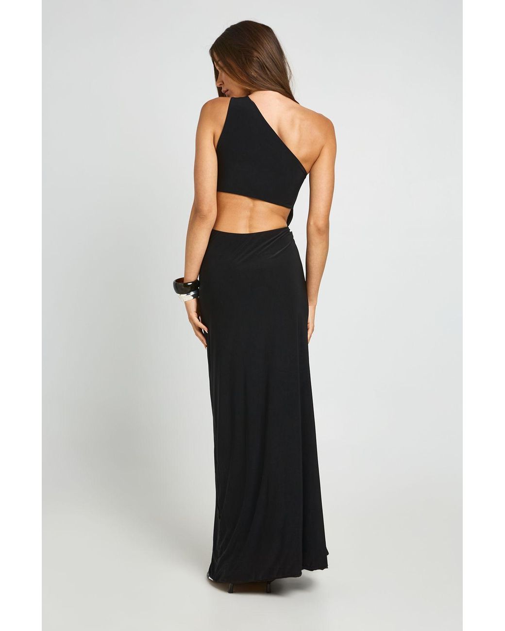 Boohoo Black Asymmetric Cut Out Trim Detail Maxi Dress
