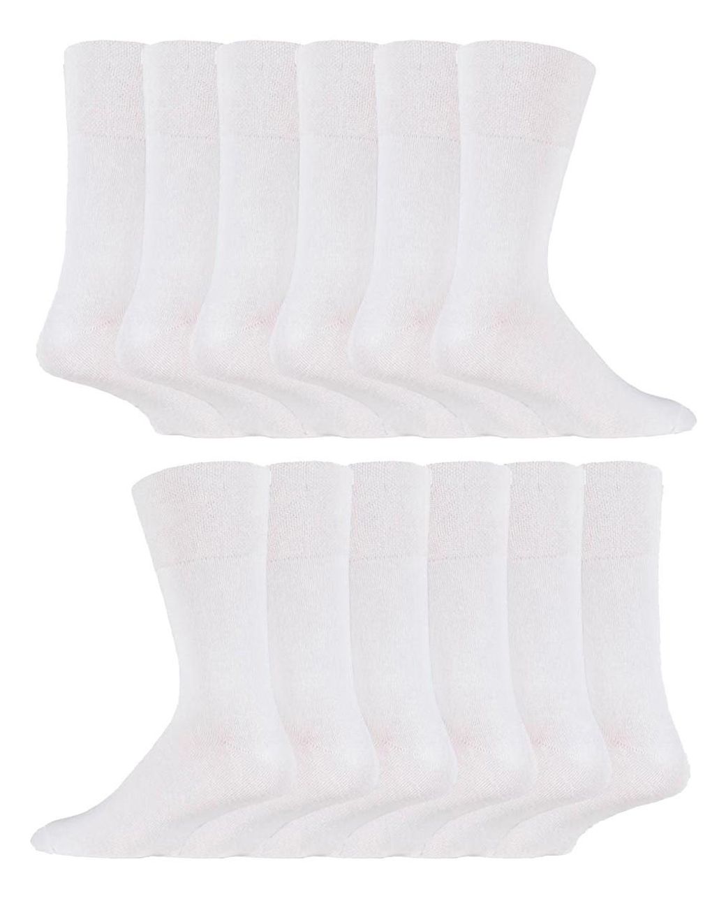 IOMI White 12 Pair Multipack Gentle Grip Top Diabetic Socks for men