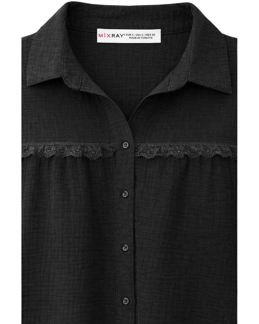 MixRay Black Textured Cotton Button-Up Shirt