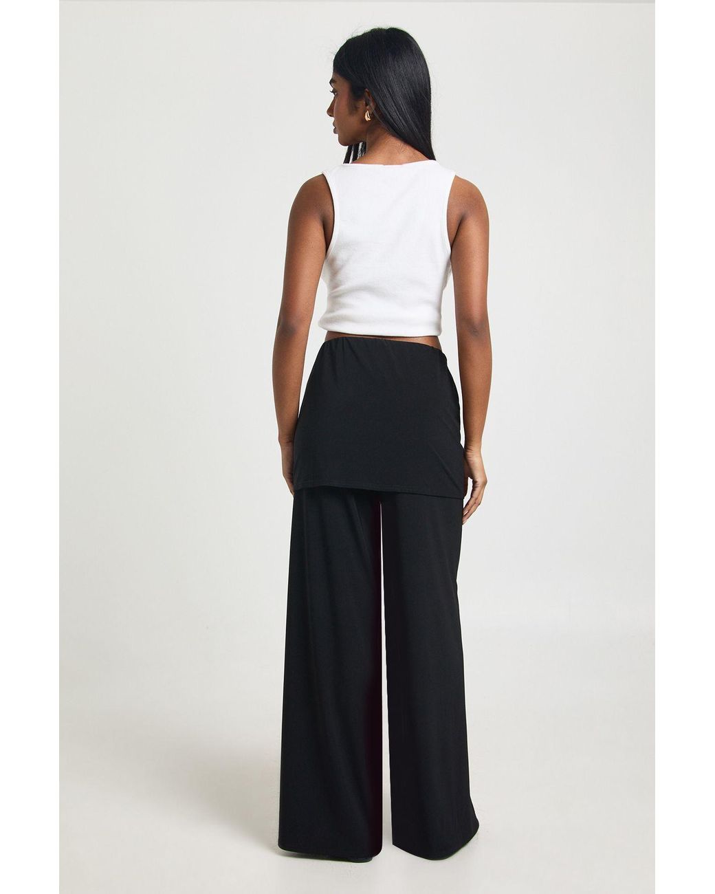 Boohoo Blue Skirt Layered Wide Leg Trouser