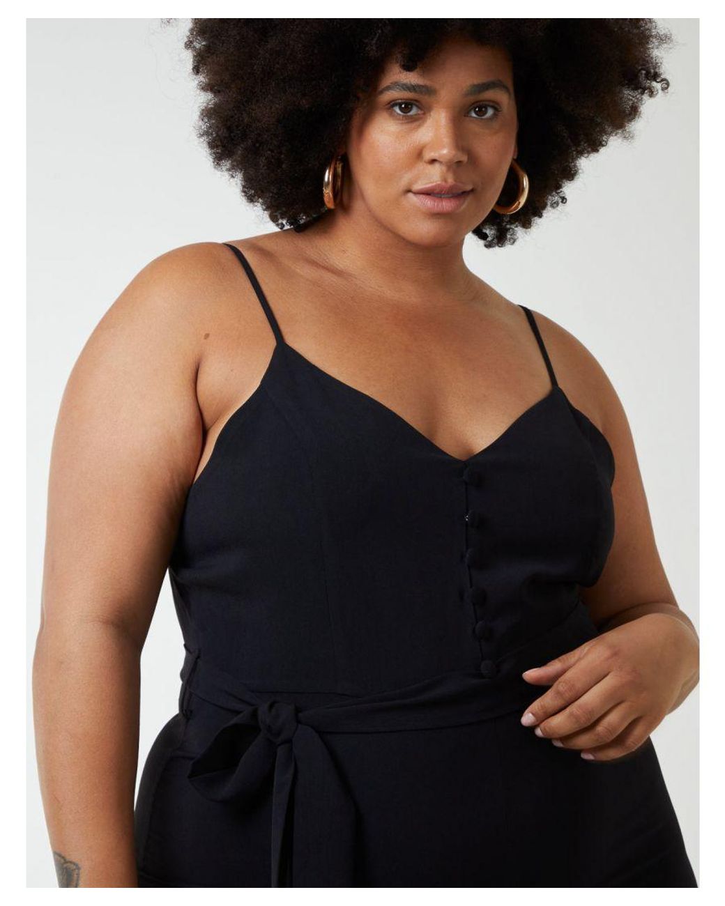 Blue Vanilla Blue Curve Button Front Strappy Jumpsuit