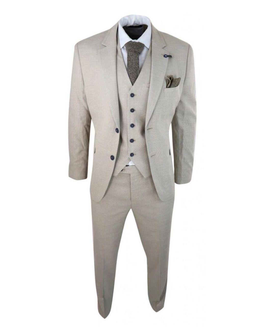 Infinity Leather Gray 3 Piece Linen Summer Spring Classic Suit for men