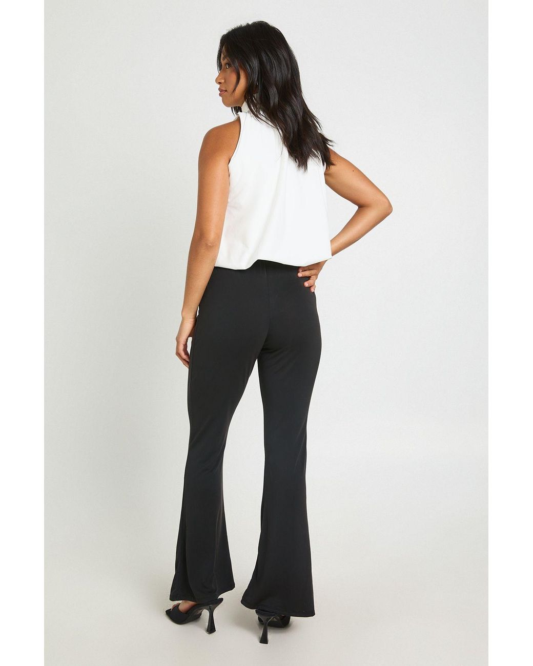 Boohoo White Petite Modal Flare Leg Trouser