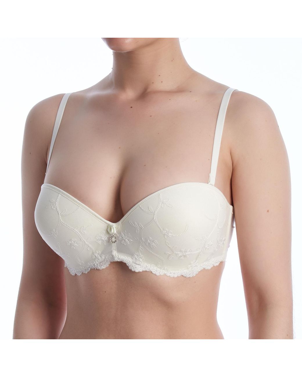 Selene White Strapless Bridal Bra With Underwire And Double Push Up Gala