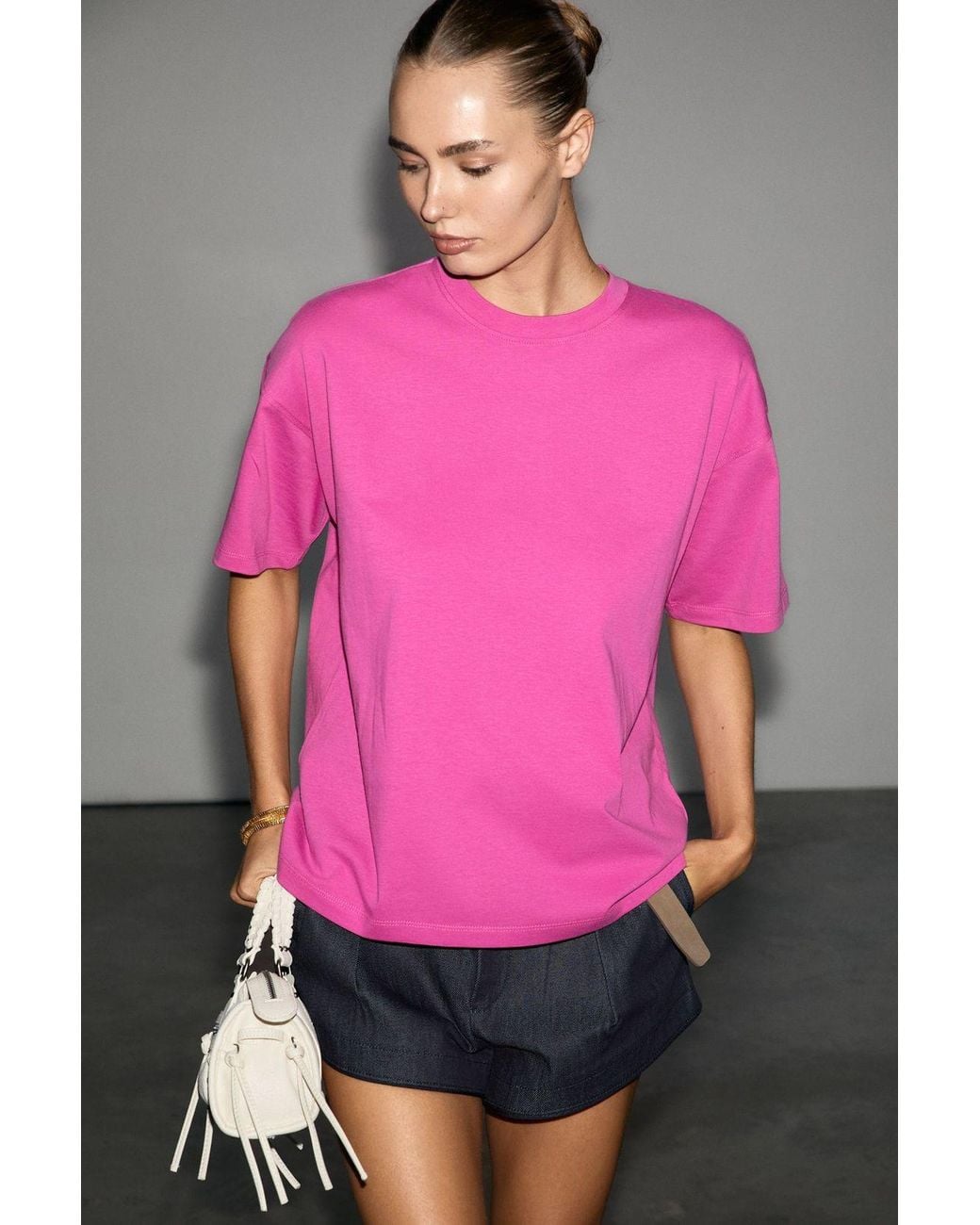 Grimelange Pink Oversized Crew Neck T-Shirt