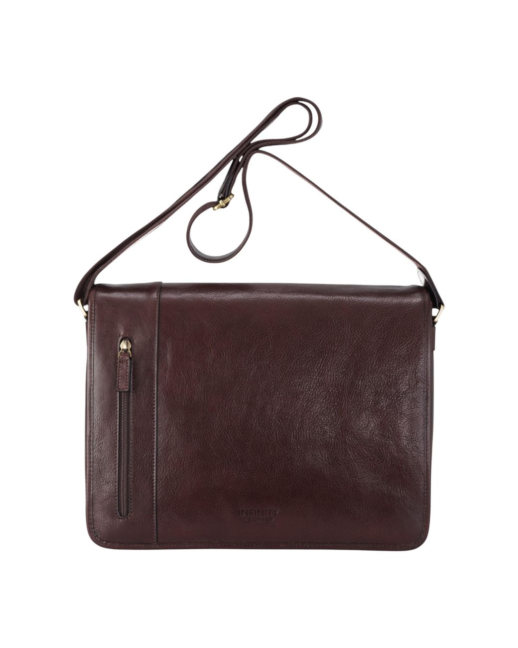 Infinity Leather Brown Genuine Laptop Satchel Messenger Shoulder Bag