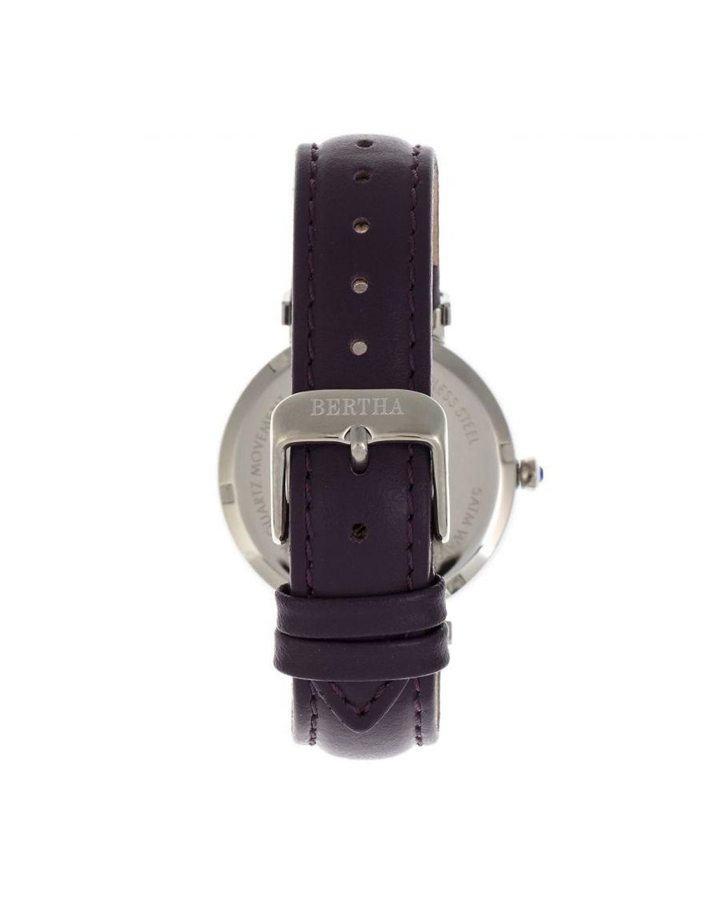 Bertha Metallic Emily Mother-Of-Pearl Leather-Band Watch