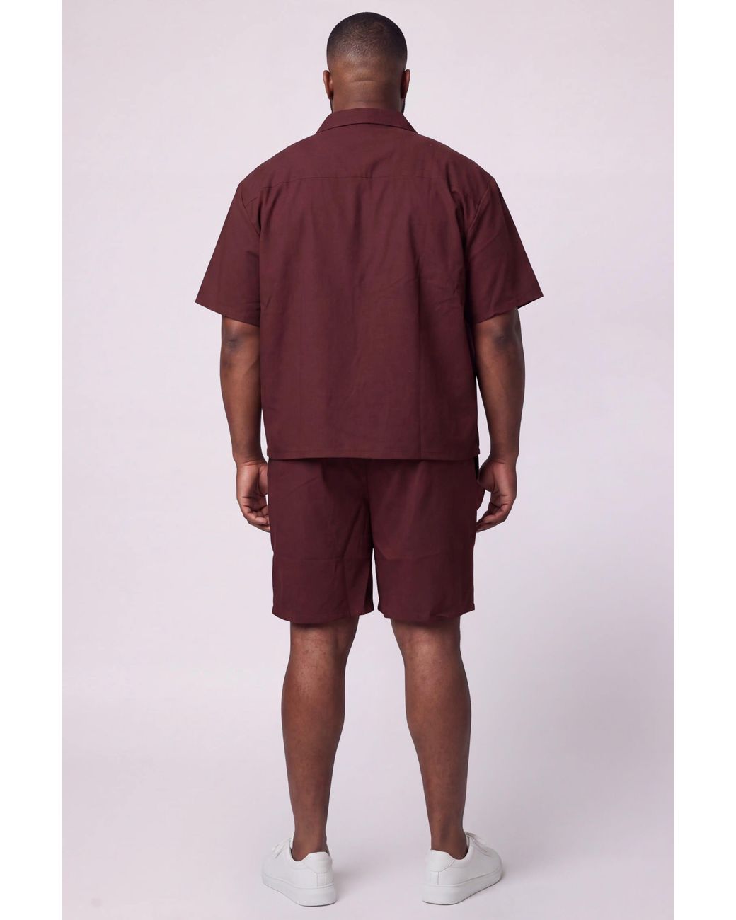BoohooMAN Red Plus Cheesecloth Oversized Boxy Shirt And Relaxed Short Set for men