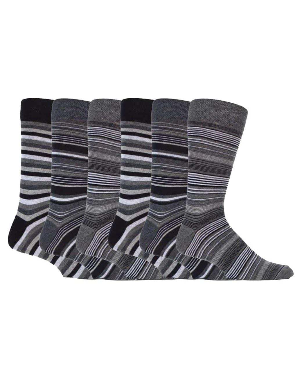 Sock Snob Black 6 Pack Colourful Striped Patterned Dress Cotton Socks for men