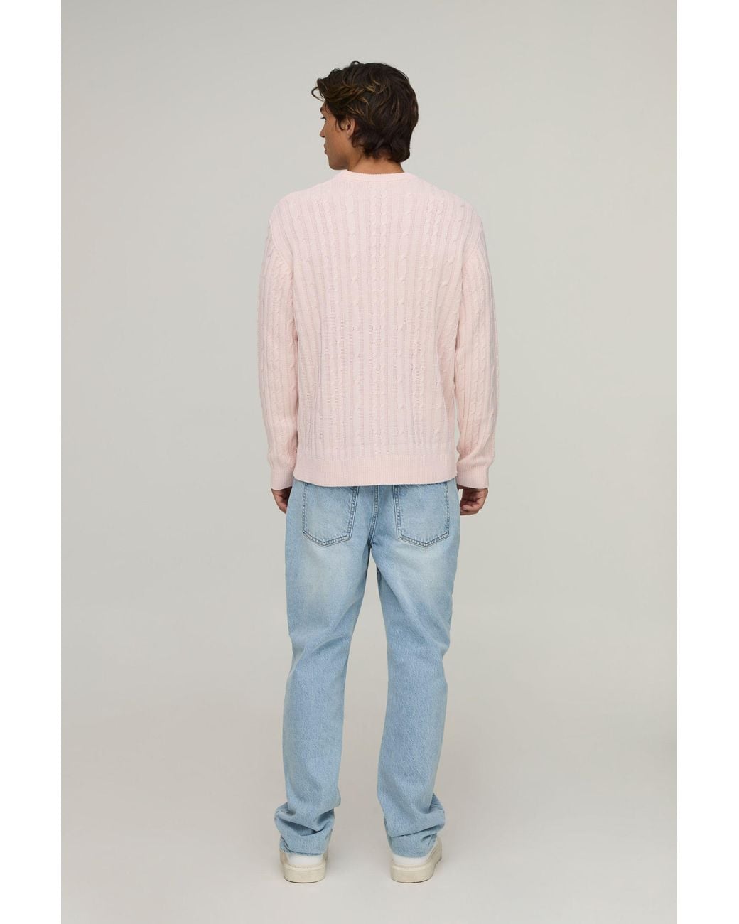 BoohooMAN Natural Relaxed Fit Cable Knitted Jumper for men