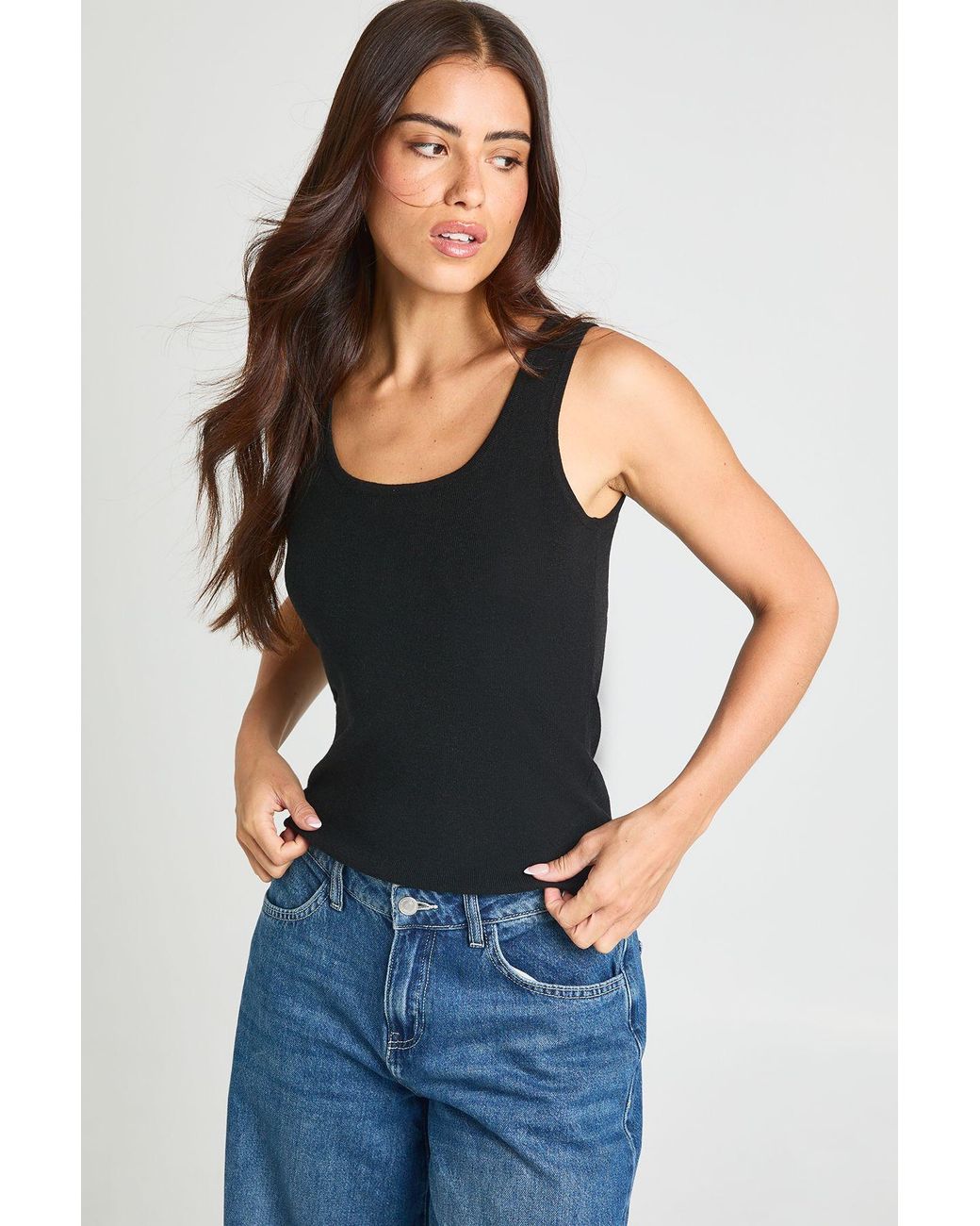 Boohoo Blue Scoop Neck Knitted Vest