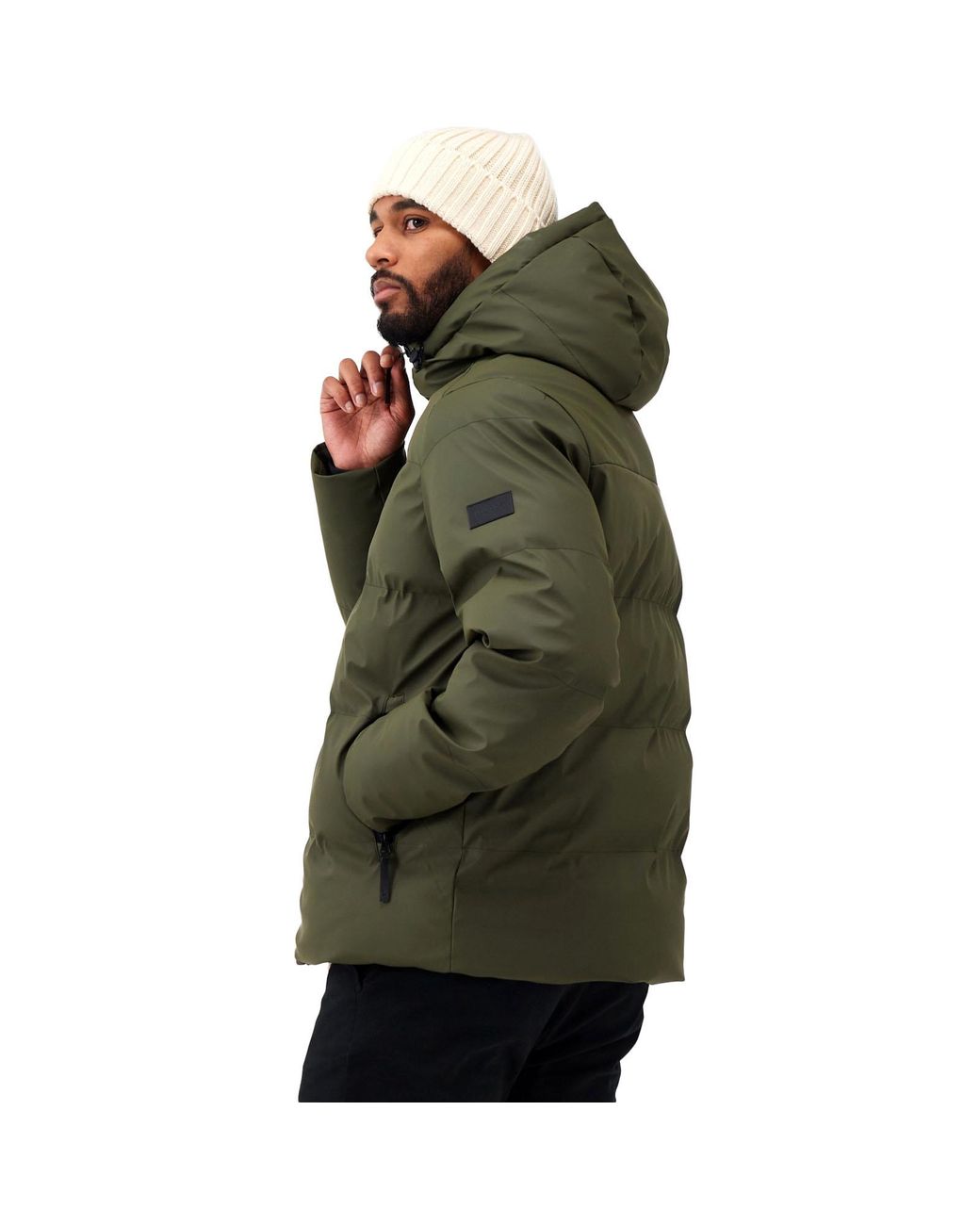 Regatta Green Saltern Quilted Warm Hooded Water Repellent Jacket for men
