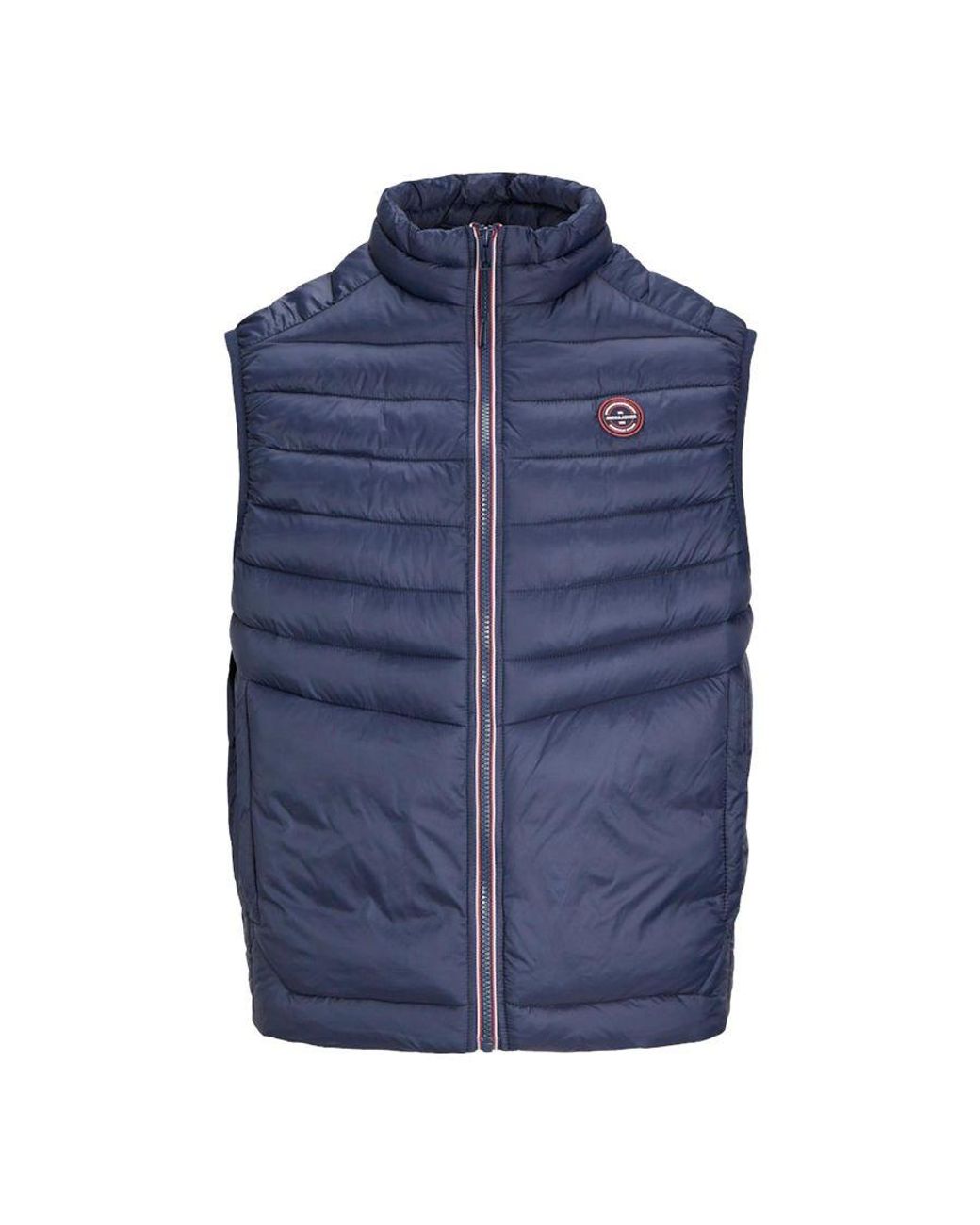 Jack & Jones Blue Sleeveless Gilet – Zipper Closure And High Neck for men